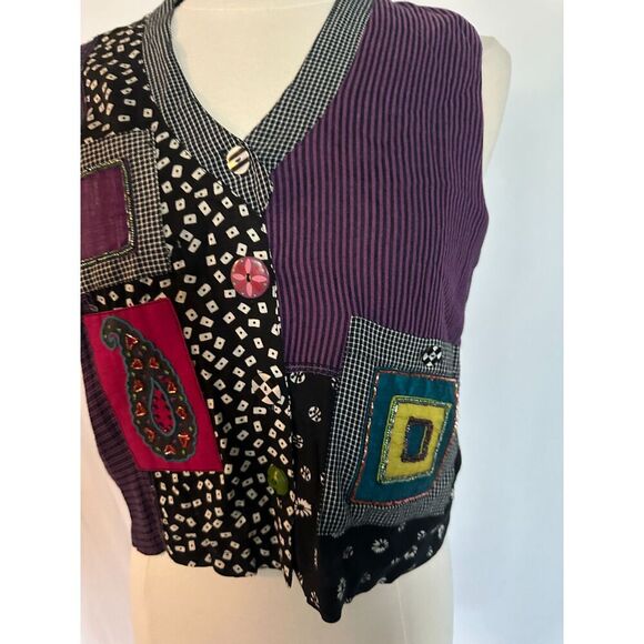 Faith by Celia Forrester Retro Patchwork Vest Size Small - Picture 3 of 6